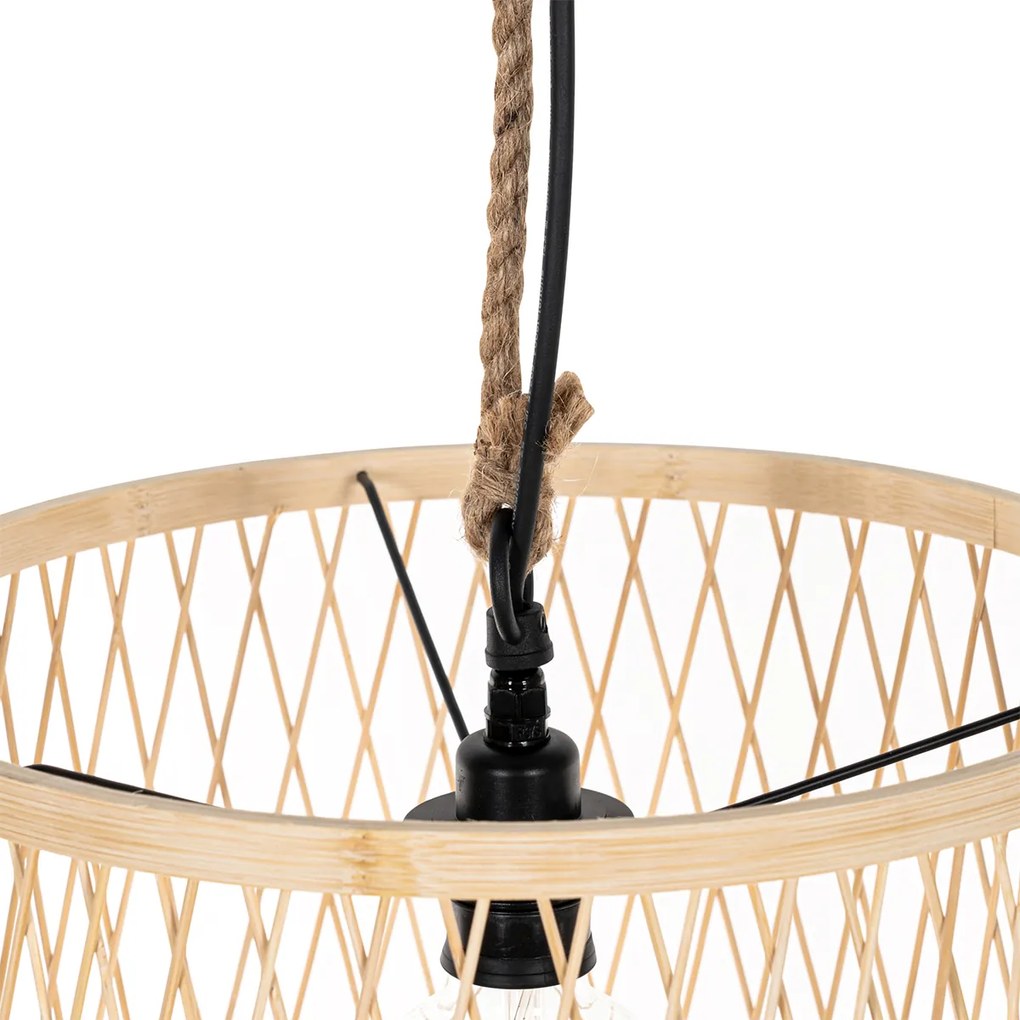 Zewnetrzna Rustykalna lampa wisząca zewnętrzna z rattanu 40 cm - Calamus Rustykalny / Vintage Oswietlenie zewnetrzne
