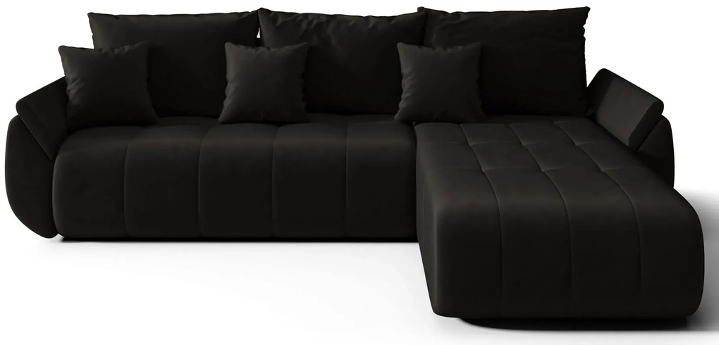 Czarna Welurowa Sofa Z Pojemnikiem Na Pościel F0-A08