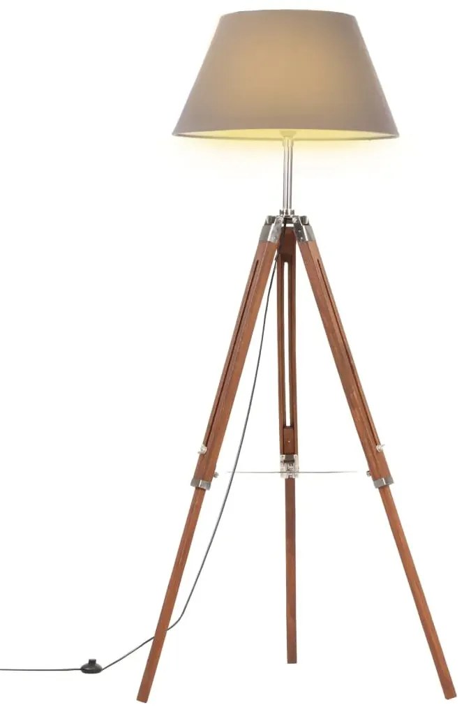 Brązowo-szara drewniana lampa podłogowa stojąca - 10X EX199 A6-K90