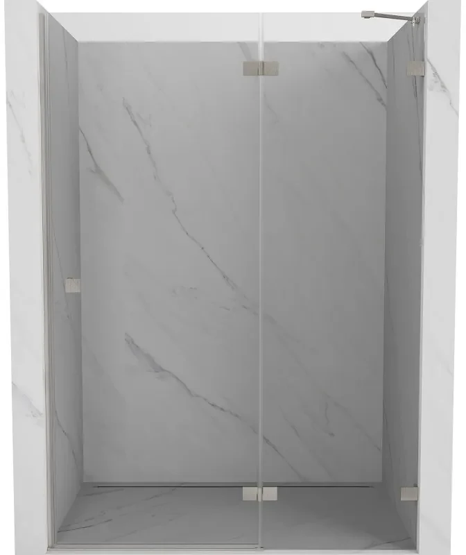 Mexen Lunar drzwi prysznicowe uchylne prawe 135 cm, transparent, nikiel szczotkowany - 834-135-000-97-00-P