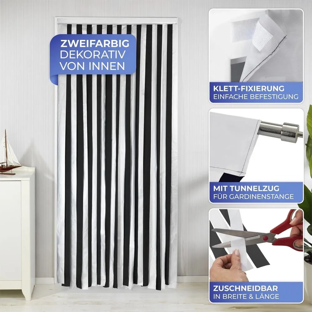 Zasłona termiczna na drzwi w czarno-srebrnym kolorze 90x200 cm – Maximex