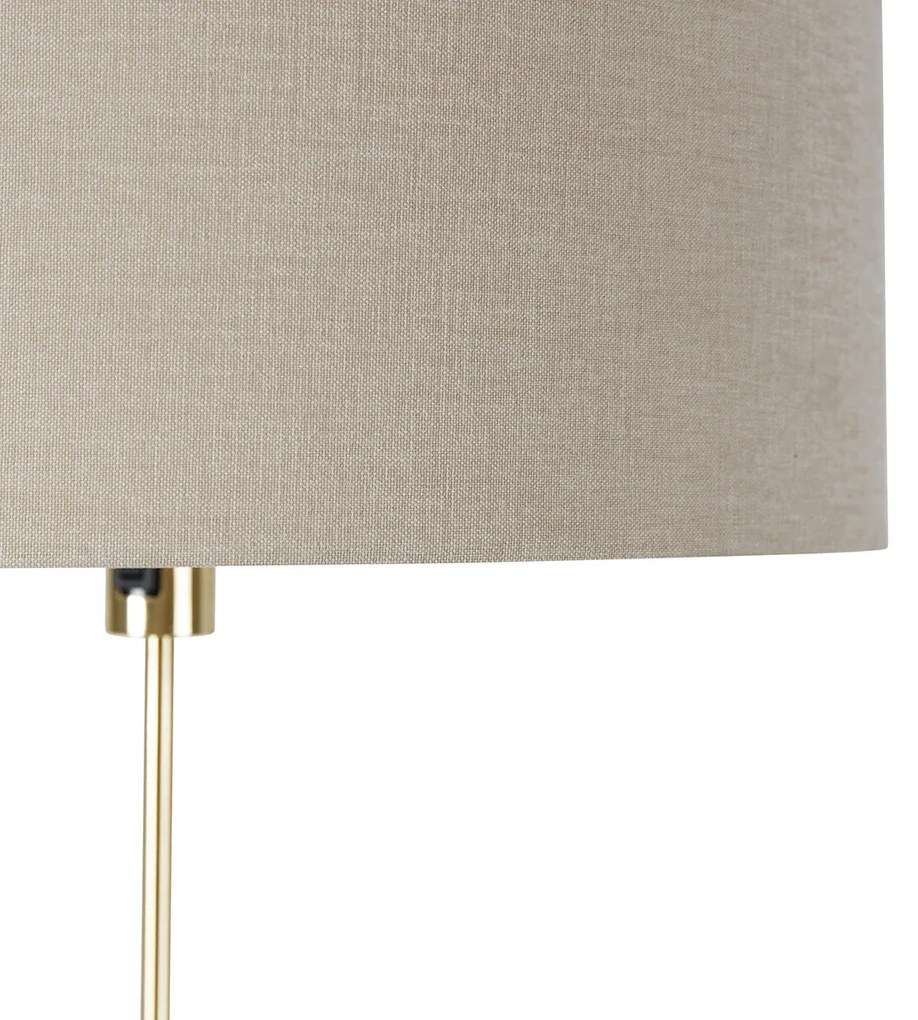 Lampa podłogowa regulowana złota z abażurem w kolorze jasnobrązowym 50 cm - ParteDesignerski Oswietlenie wewnetrzne