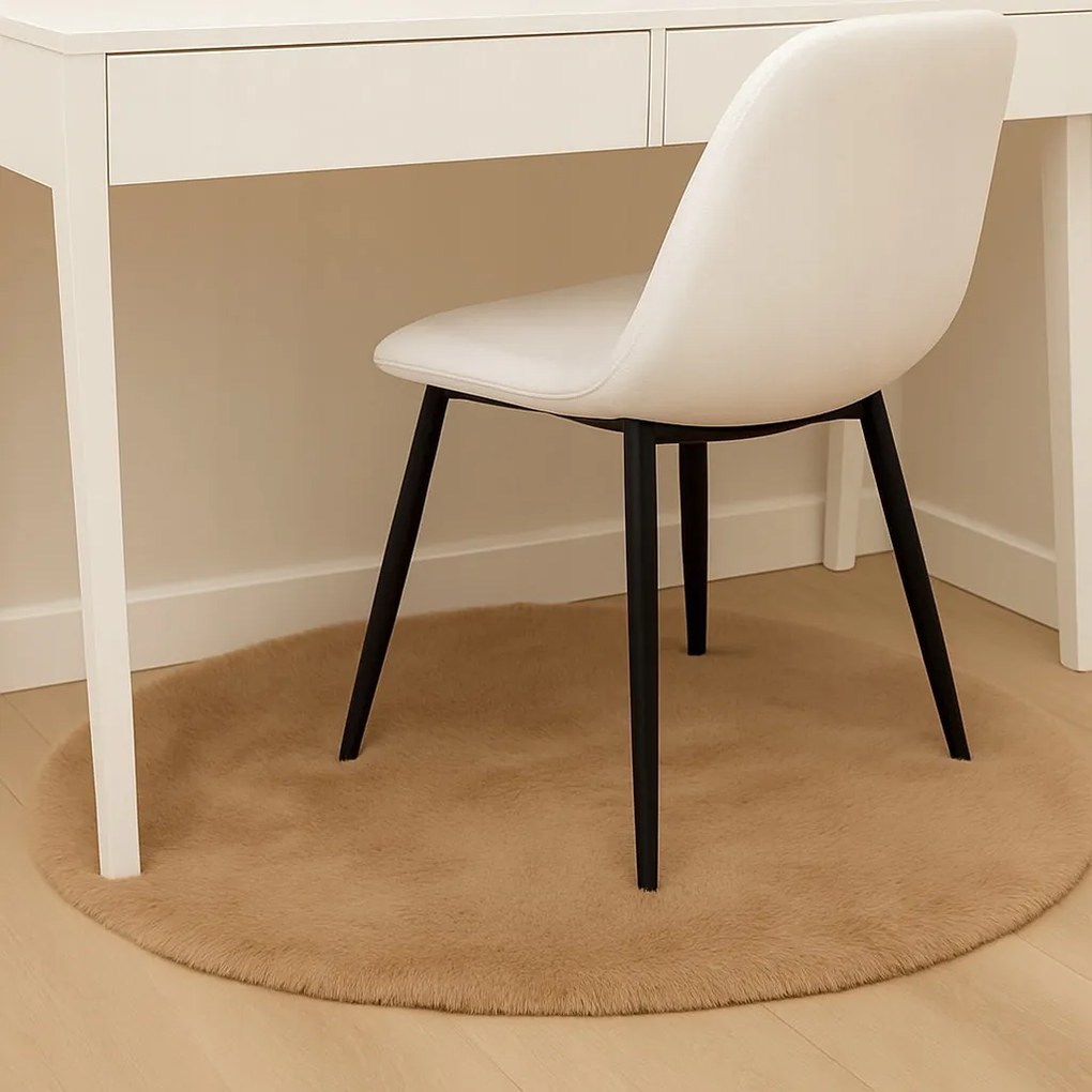 Dywanik futrzany brązowy okrągły FI80cm miękki puszysty guma antypoślizgowa