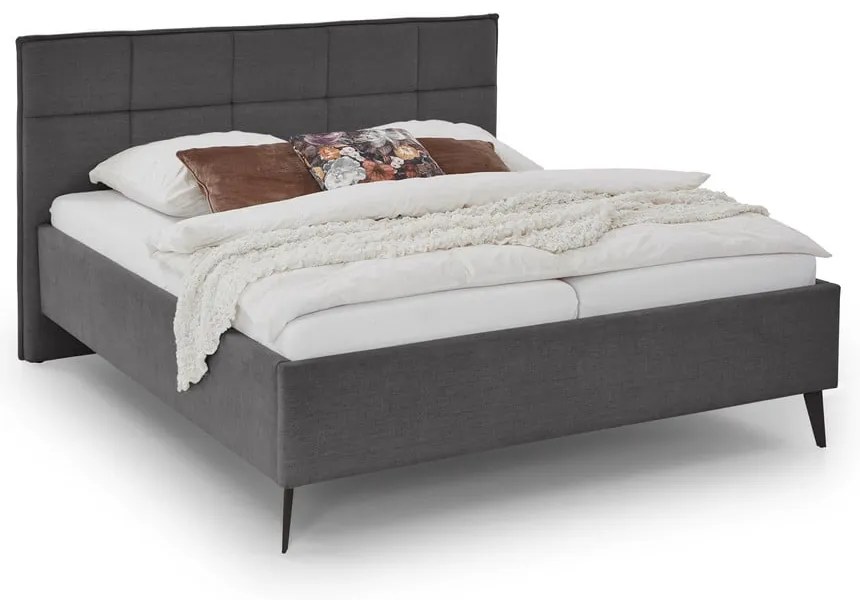 Antracytowe łóżko dwuosobowe ze schowkiem ze stelażem 200x200 cm Paulo – Meise Möbel