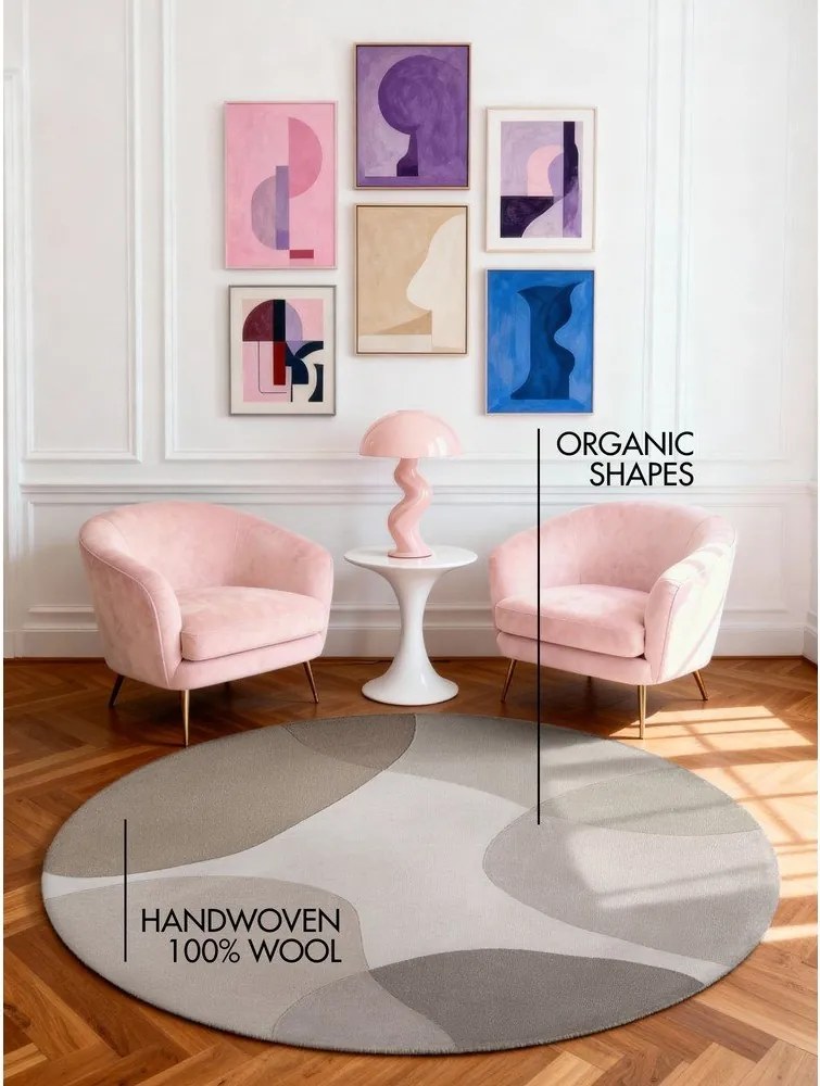 Beżowy wełniany okrągły dywan tkany ręcznie ø 200 cm Hackney Clarissa – Ted Baker