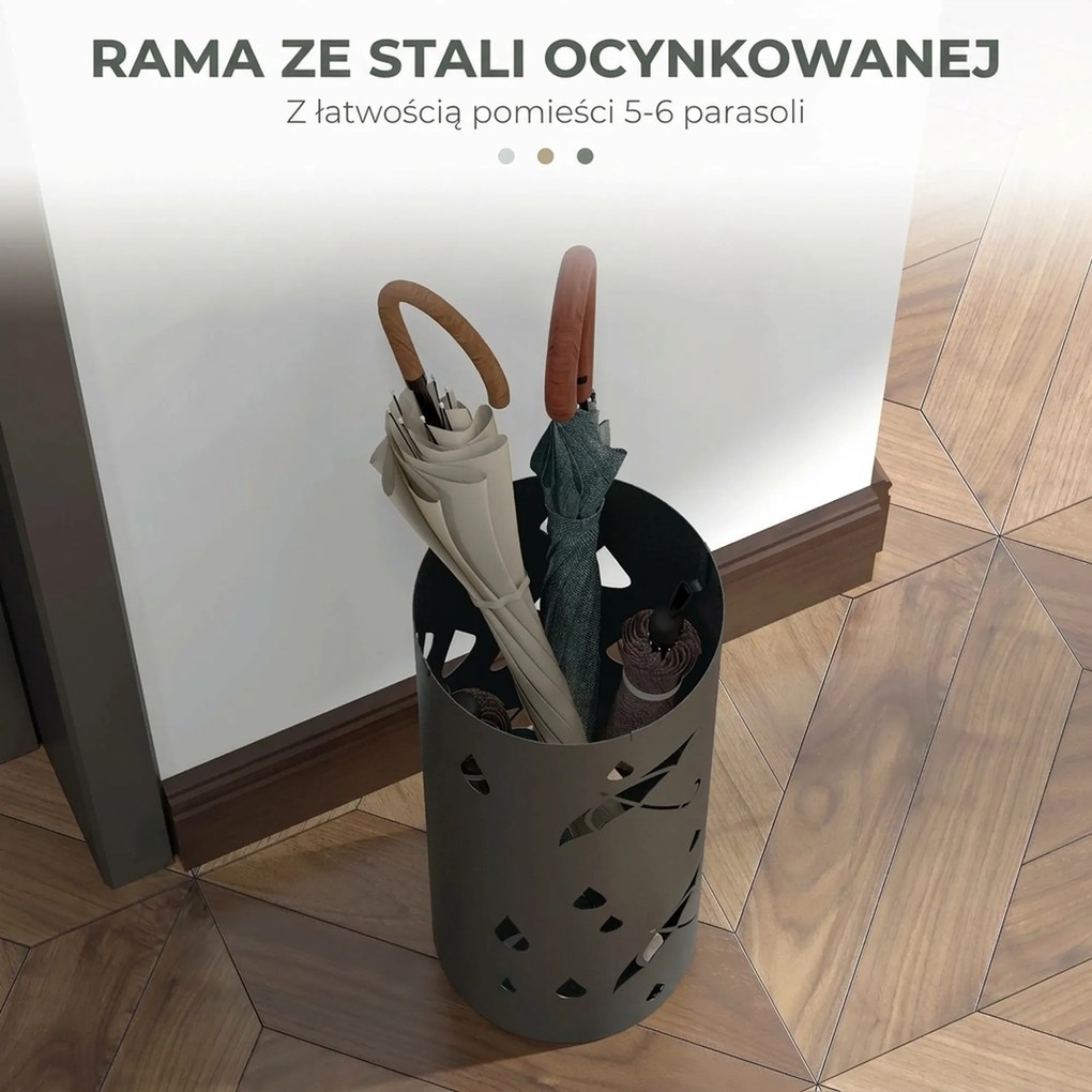 HOMCOM Stojak na Parasole, Stal, Kolumnowy, Wyjmowane Dno, Ø17 x 41H cm, Szary