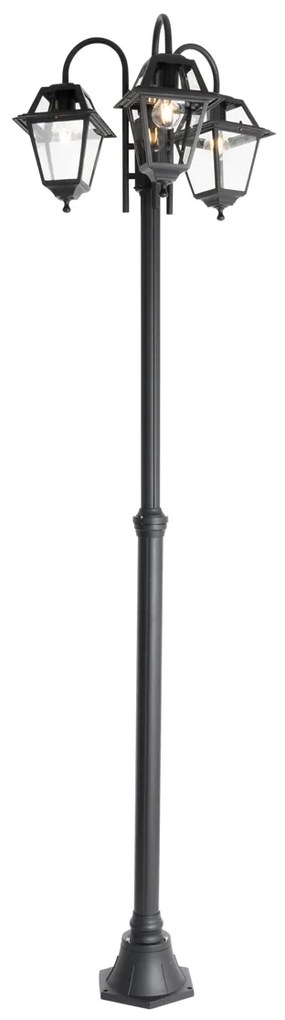 Klasyczna lampa zewnętrzna czarna 235 cm 3-światła IP44 - Berta
