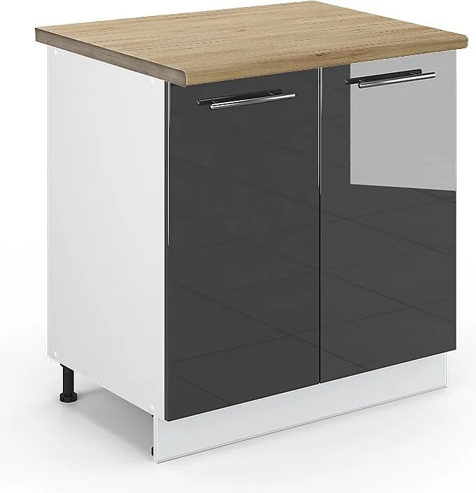 Szafka pod zlew antracyt wysoki połysk 80x60x82 fame-line