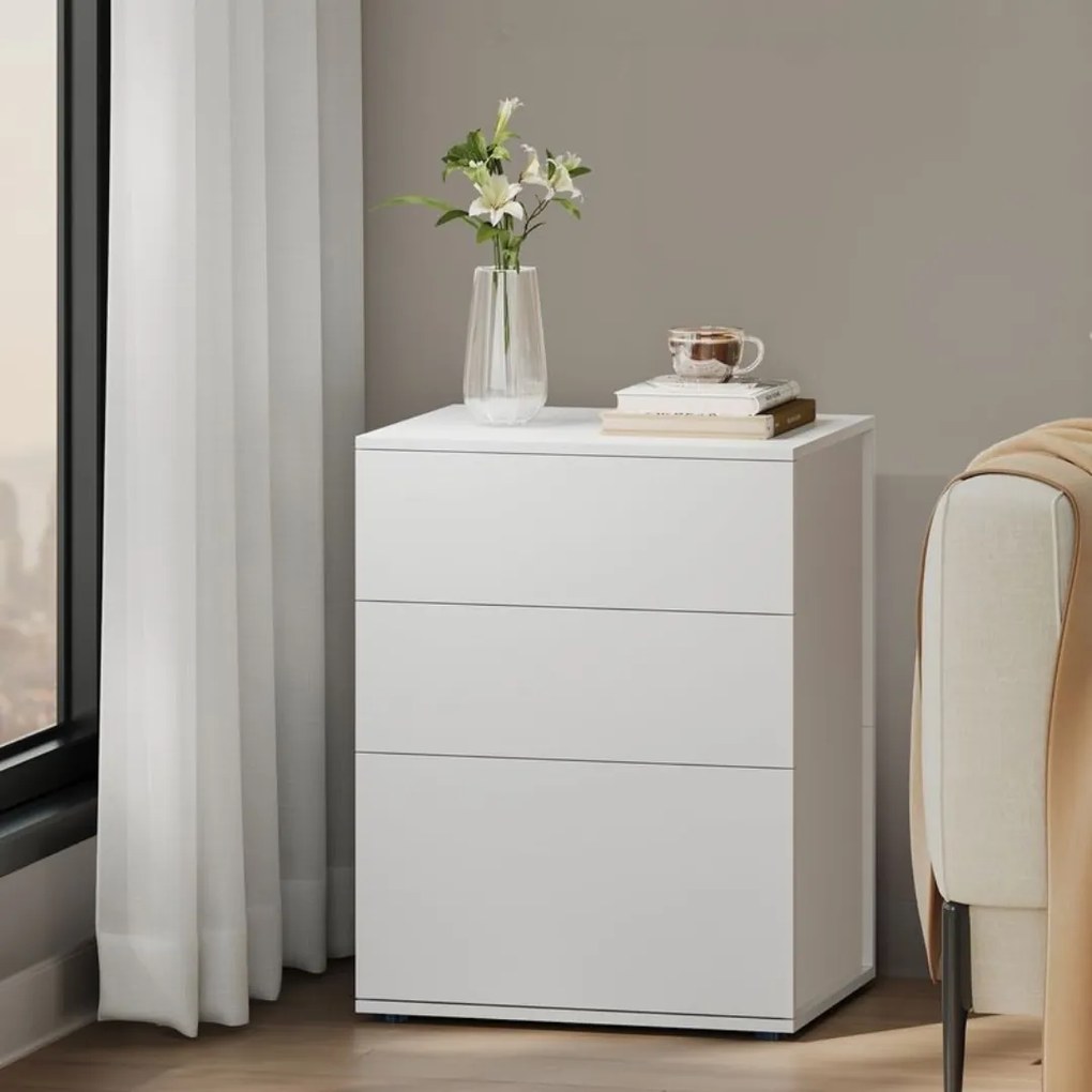 Szafka nocna RAMONA, 58x35x45 cm, matowa biel/beż Vasagle