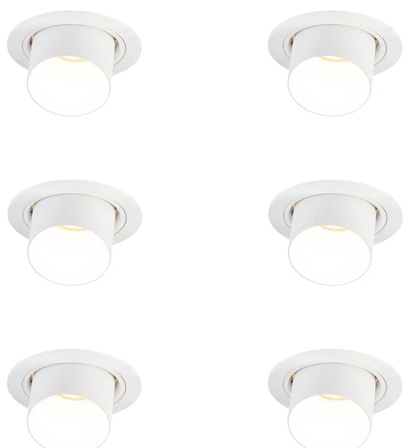 Zestaw 6 nowoczesnych reflektorów wpuszczanych, okrągłych, z możliwością regulacji, biały - Installa