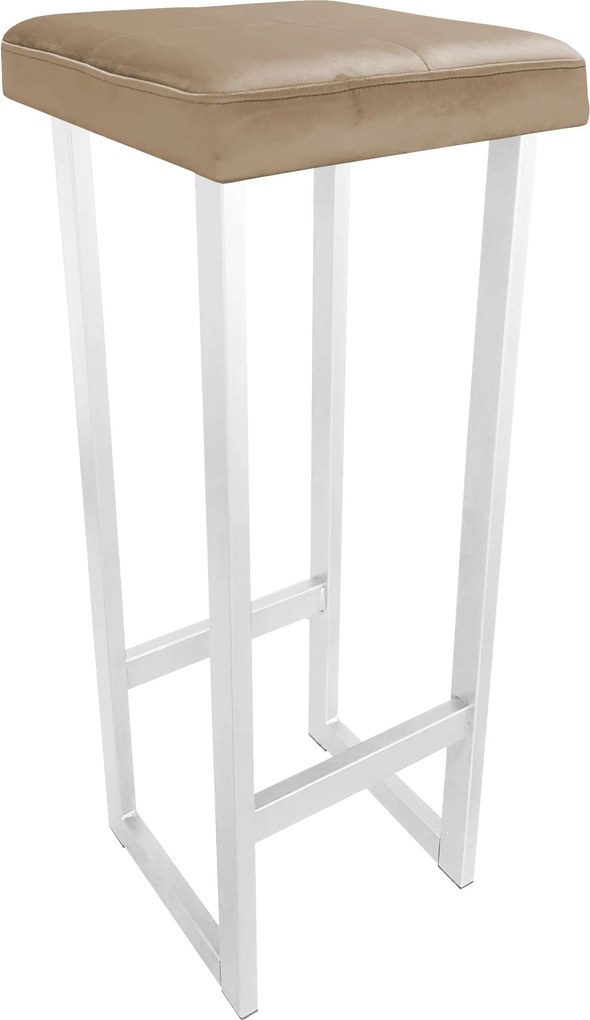 Hoker ALEX krzesło barowe tkanina Welur podstawa metalowa : Kolor Stelaża - Biały, Kolor tkaniny - VELVET - MG06, Wysokość - 90 cm
