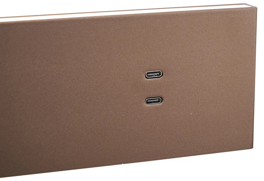 Lampa ścienna brązowa regulowana z USB-C, w zestawie LED - Modric Nowoczesny Oswietlenie wewnetrzne
