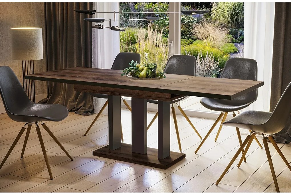 Stół rozkładany APPIA BLACK 130(210)x80 dąb monastery/czarny