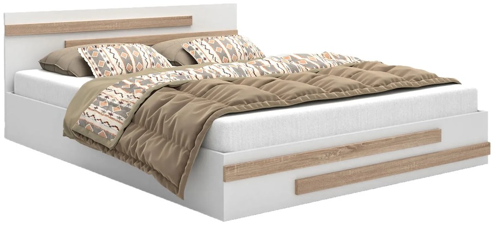 Białe łóżko ze stelażem i materacem 140x200 cm H4-L11