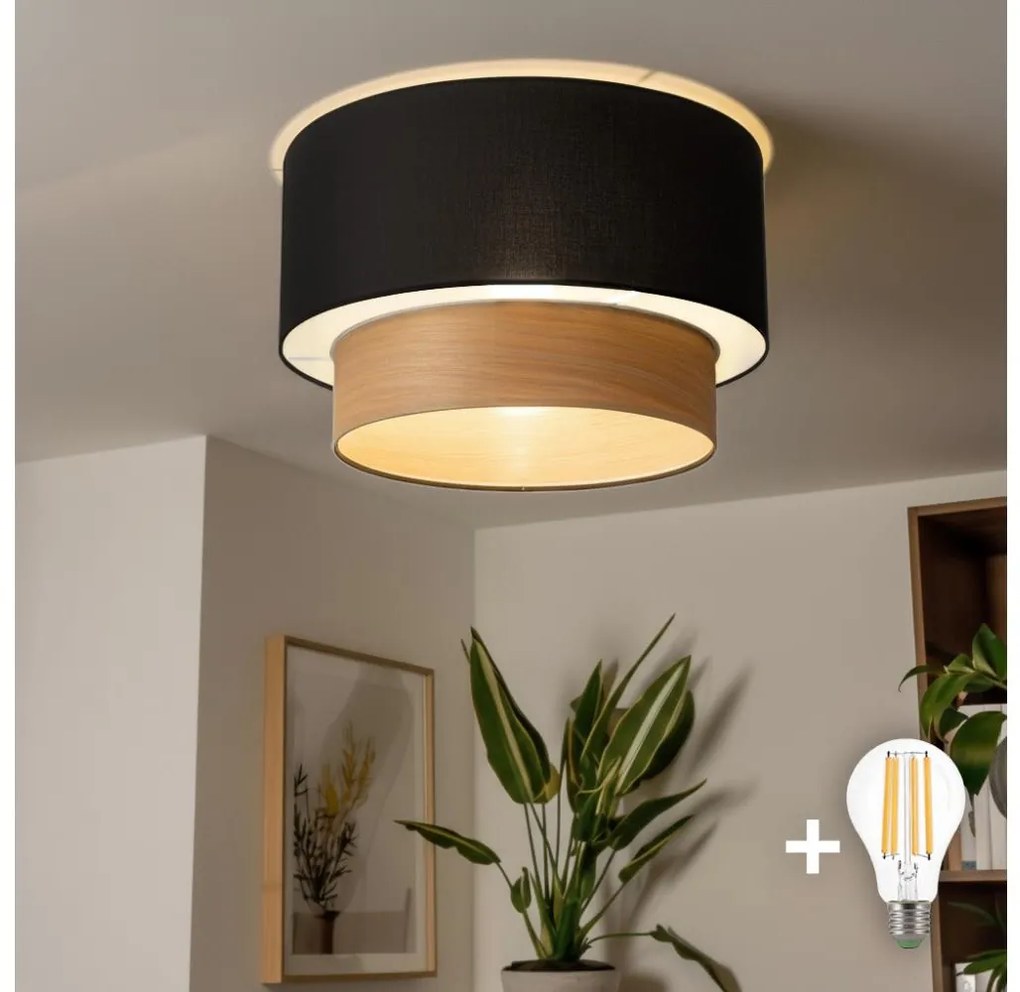 Brilagi - LED Przysufitowy żyrandol CERIA 1xE27/40W/230V śr. 50 cm czarny/beżowy