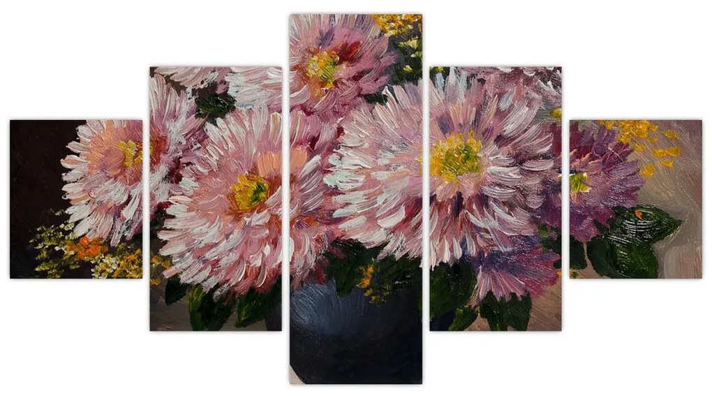 Obraz - Obraz olejny, Kwiaty w wazonie (125x70 cm)