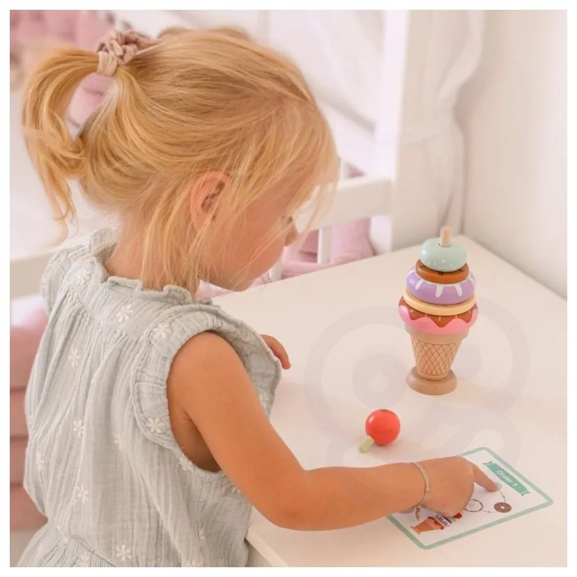 Woopie green drewniane lody układanka montessori cukiernia 12 el. fsc