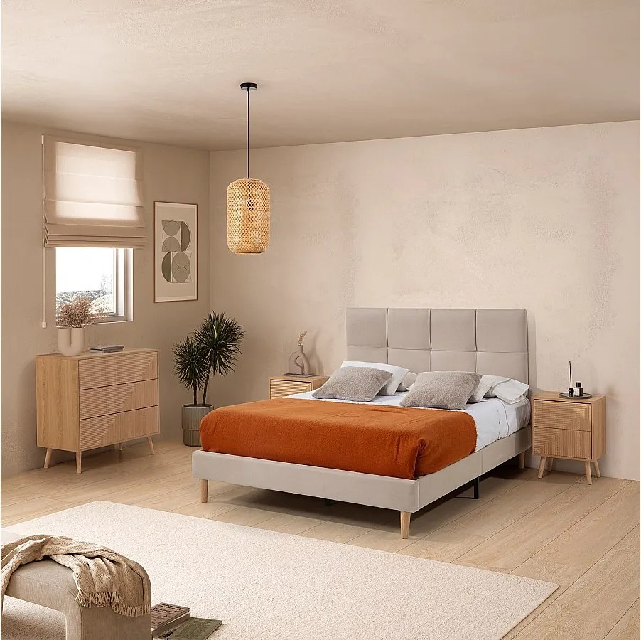 Kolumna Tapicerowana Głowica Łóżka Sicilia 140x60 cm Beżowy