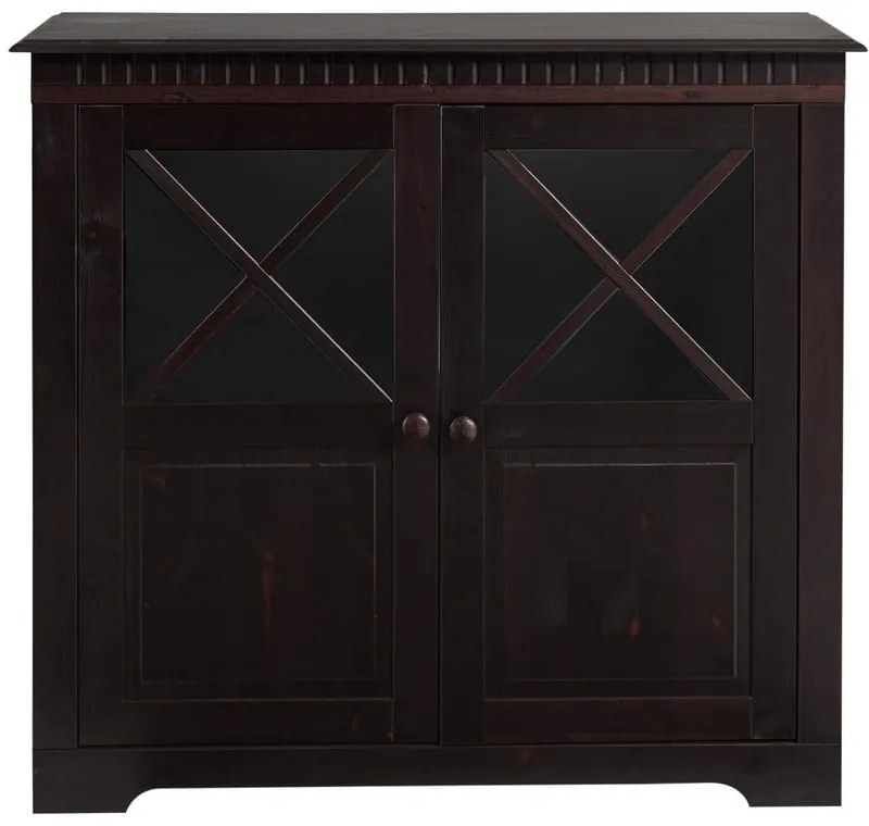 Ciemnobrązowa witryna z litego drewna sosnowego 95x35 cm Lisa – Støraa