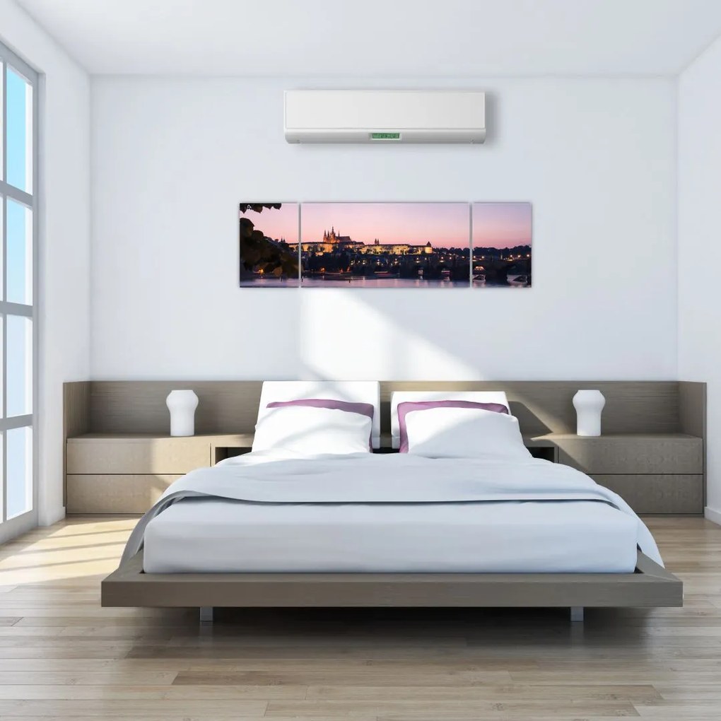 Obraz Zamku Praskiego i Wełtawy (170x50 cm)