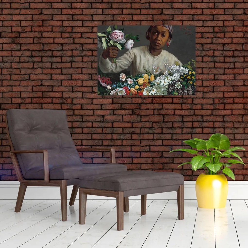 Obraz - Frédéric Bazille, Young Woman with Peonies, reprodukcje (70x50 cm)