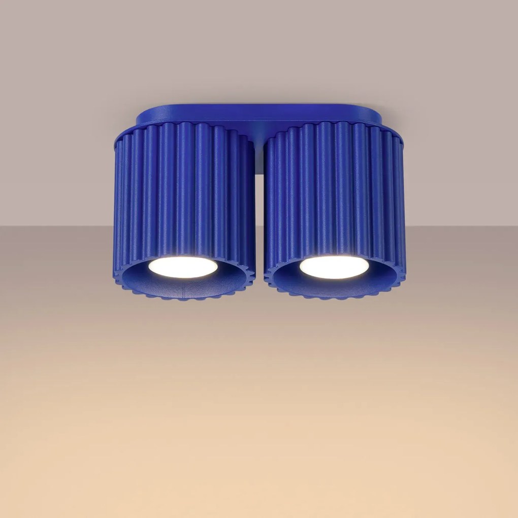 Plafon dwupunktowy AURA 2 ultramaryna GU10 ryflowany SOLLUX  LIGHTING