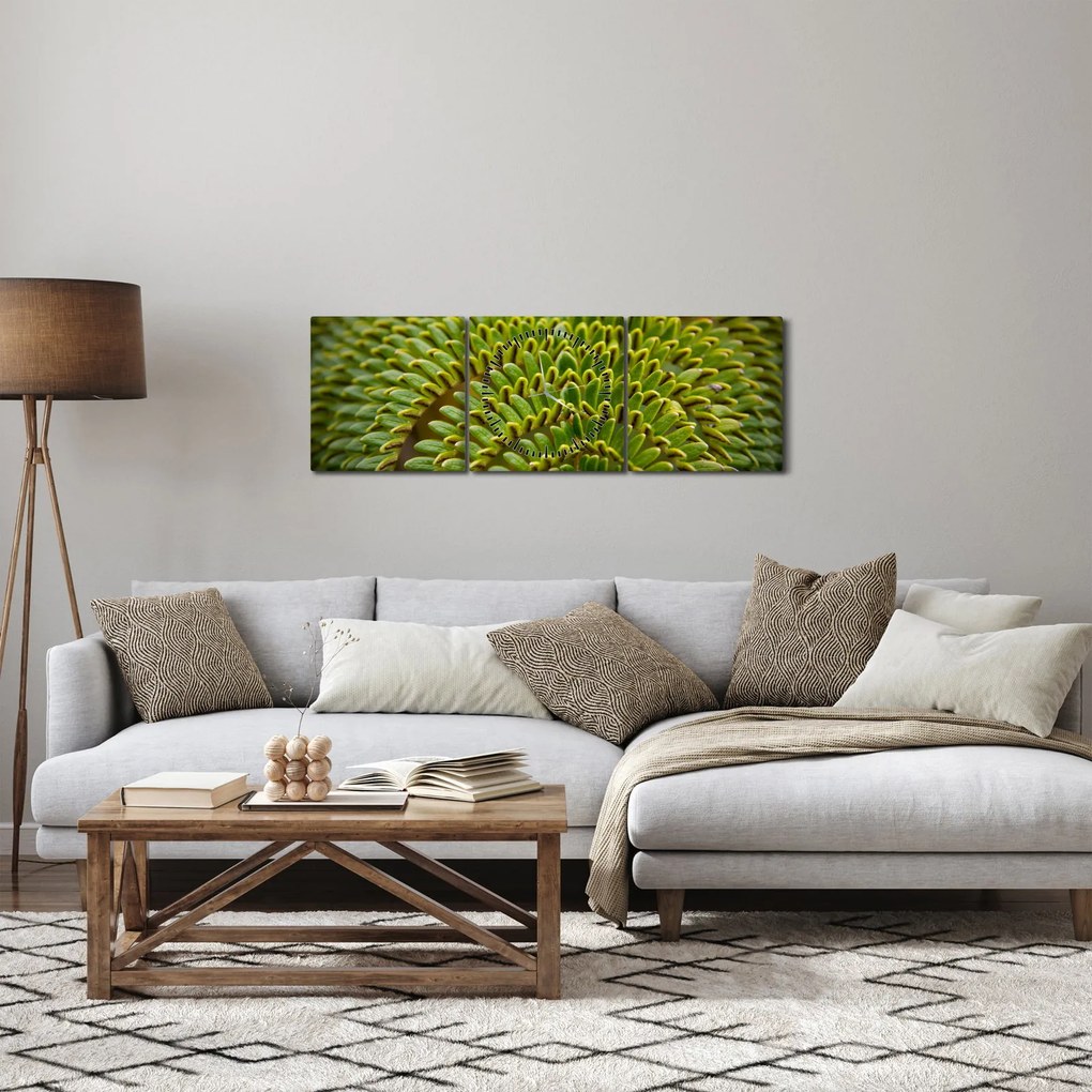 Obraz - Paproć (z zegarem) (90x30 cm)