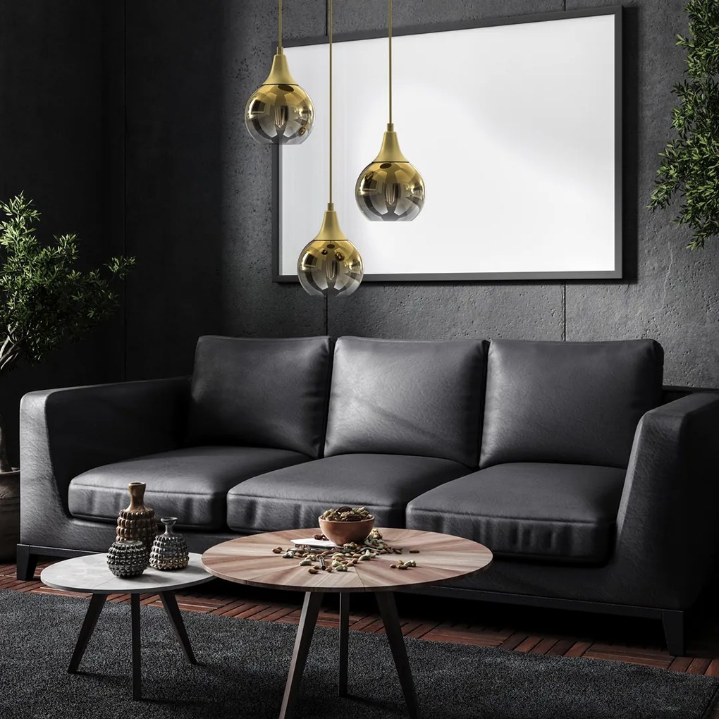 Lampa wisząca MONTE GOLD 3xE27, potrójna, na kole 3 kule, złote