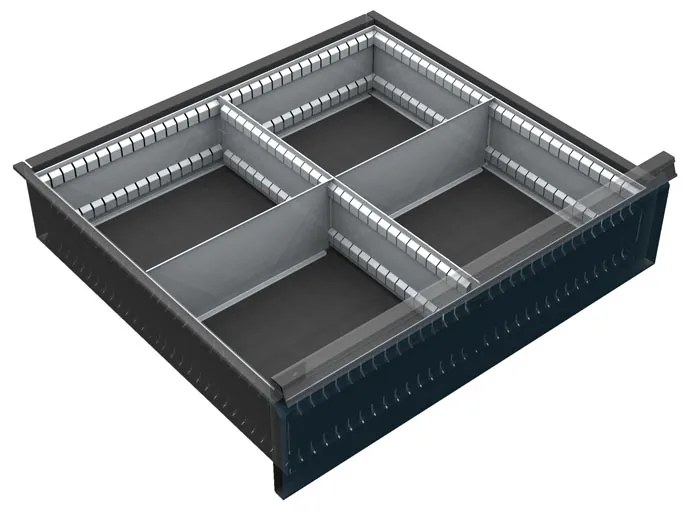 Organizer szufladowy na narzędzia do szaf KOVOS szerokość 720 mm, 4 przegrody, 150 - 240 mm