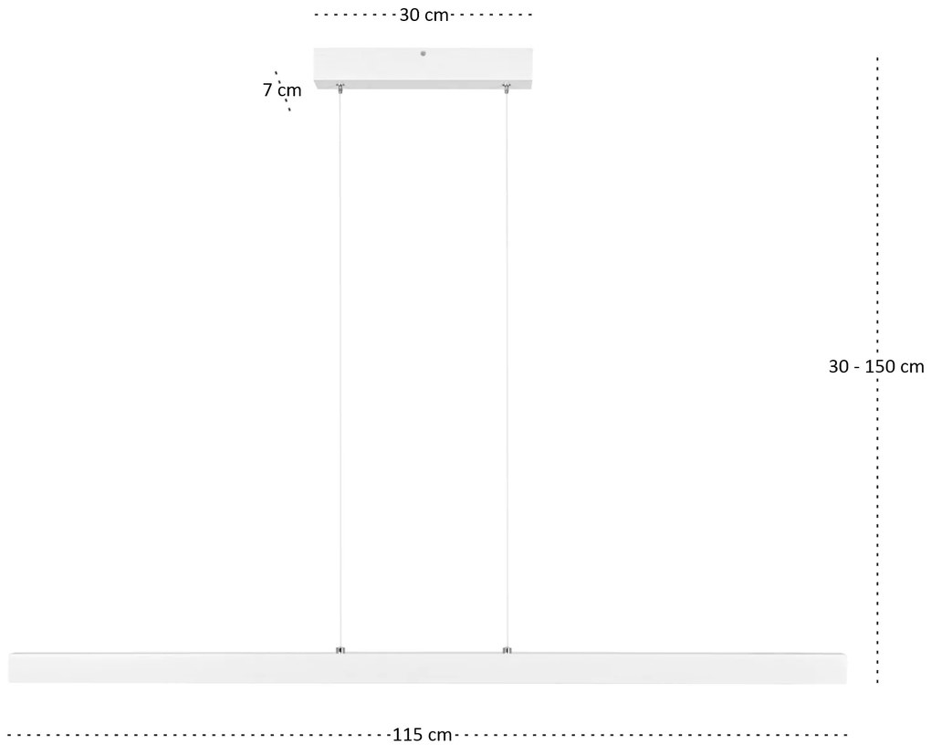 Biała lampa wisząca LED 115cm z drewna jesionowego L115KB-4K-WEIß wymi