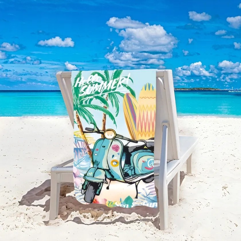 Ręcznik plażowy SEA AND FUN 100x180 cm kolorowy, 100% mikrofibra