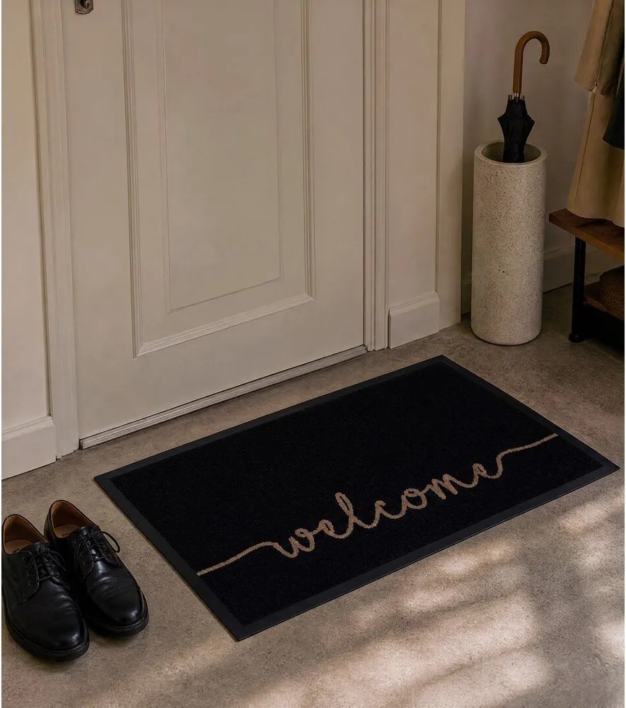 Czarna wycieraczka Hanse Home Cozy Welcome, 45x75 cm