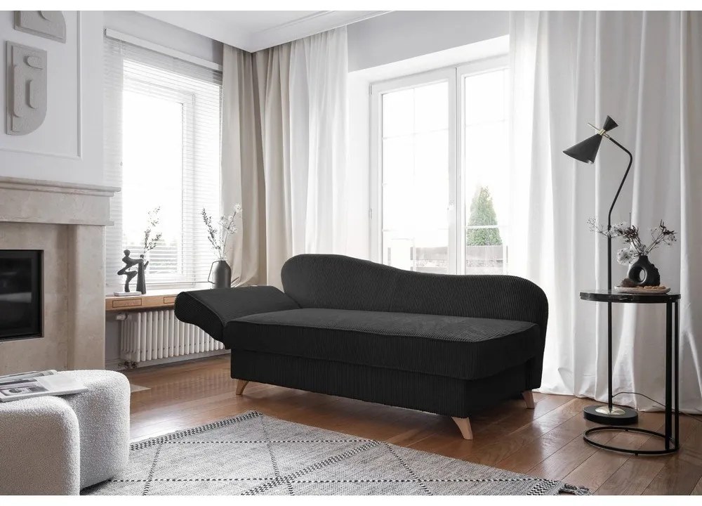 Antracytowy sztruksowy szezlong (lewostronny) Chic Charlotte – Miuform