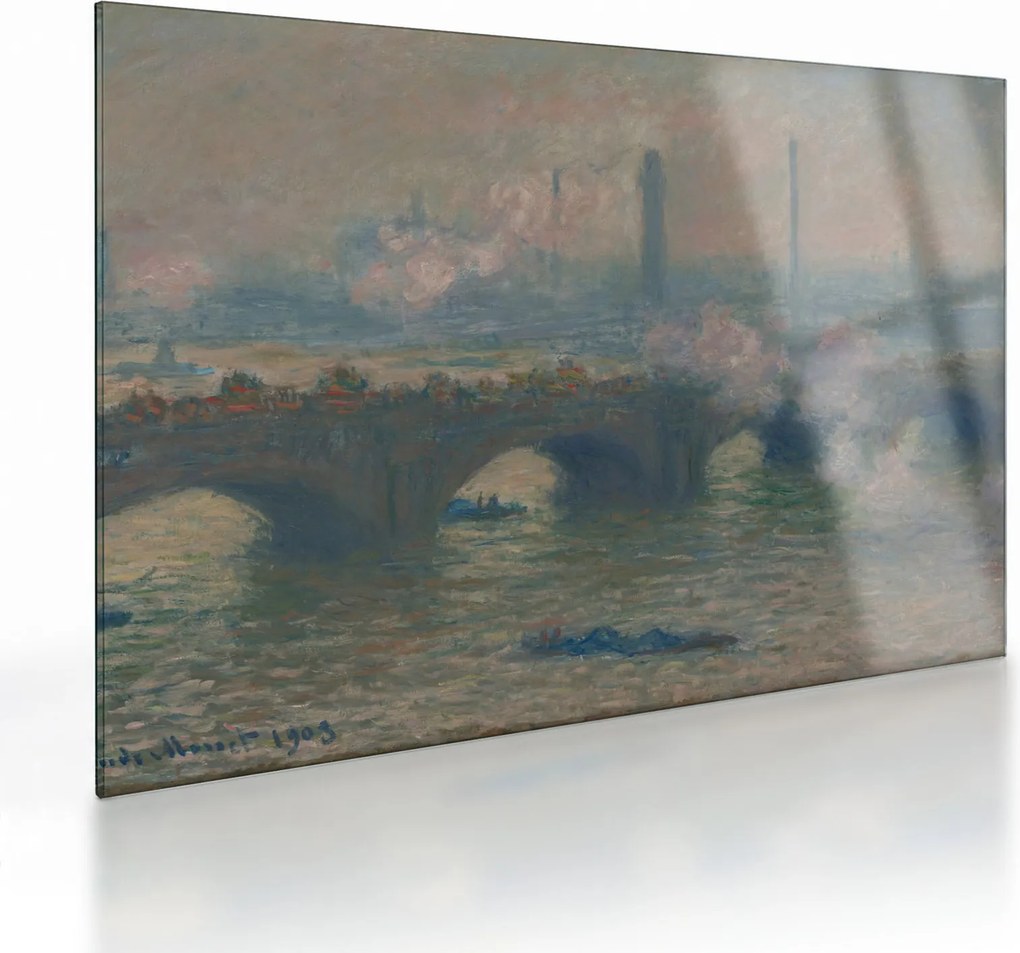 Obraz na szkle - Claude Monet, Waterloo Bridge, Gray Day, reprodukcje (70x50 cm)
