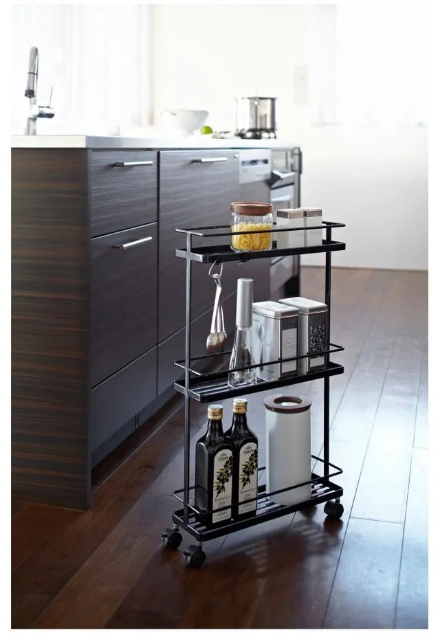 Czarny metalowy regał na kółkach 38x66 cm Tower – YAMAZAKI