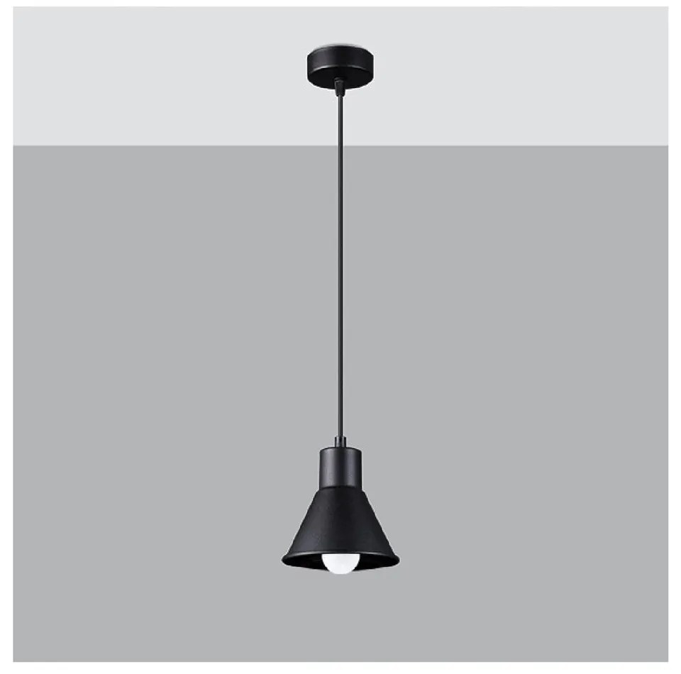 Czarna lampa wisząca z metalowym kloszem 14x14 cm Martina – Sollux