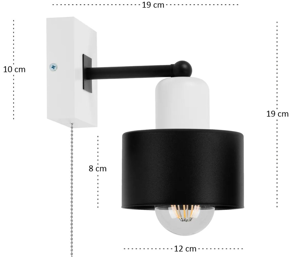 Czarno-biały kinkiet LED SHWD-SC10x10WE jednopunktowy z litego drewna