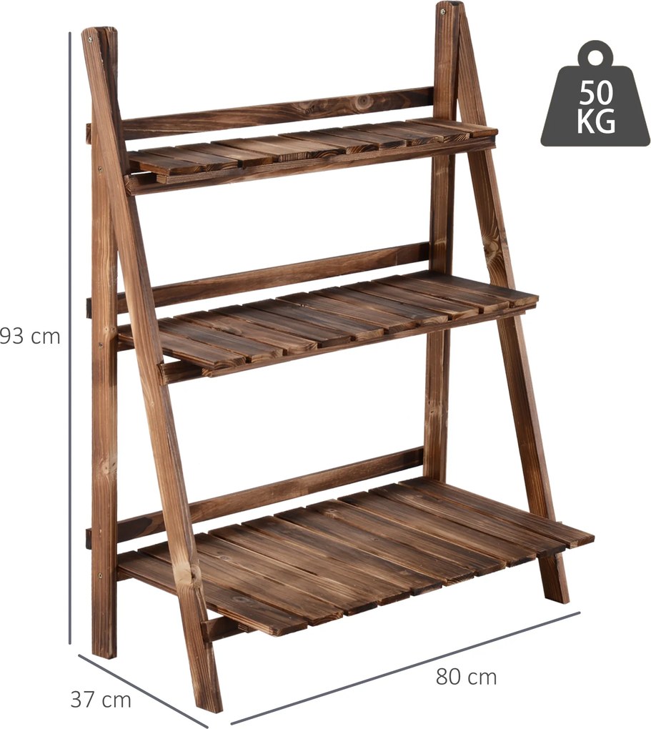 Outsunny Regał na Rośliny Ciemnobrązowy 80x37x93cm | Aosom PL