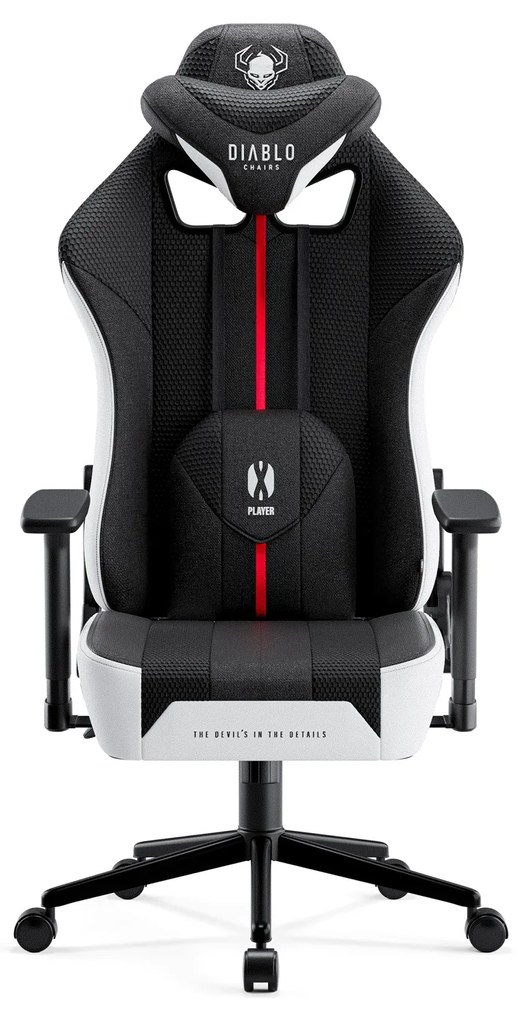 Materiałowy Fotel Diablo X-Player 2.0 Small: Biało-czarny
