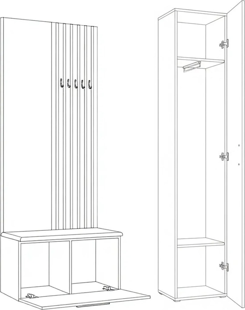 Masseno Garderoba MODULO 120,6/204/40 cm do Przedpokoju Nowoczesna Biała