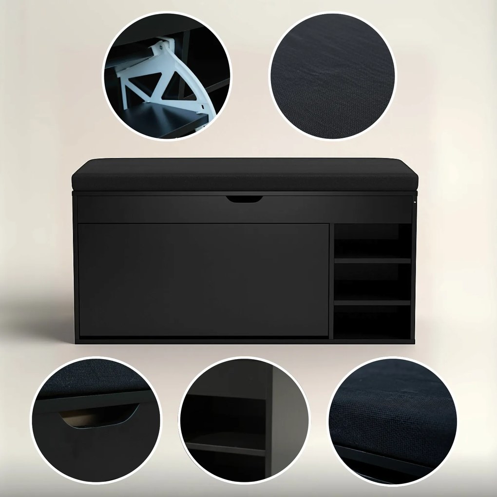 Szafka na buty z siedziskiem i wysuwanymi półkami GRADIA, 100 x 34 x 50 cm