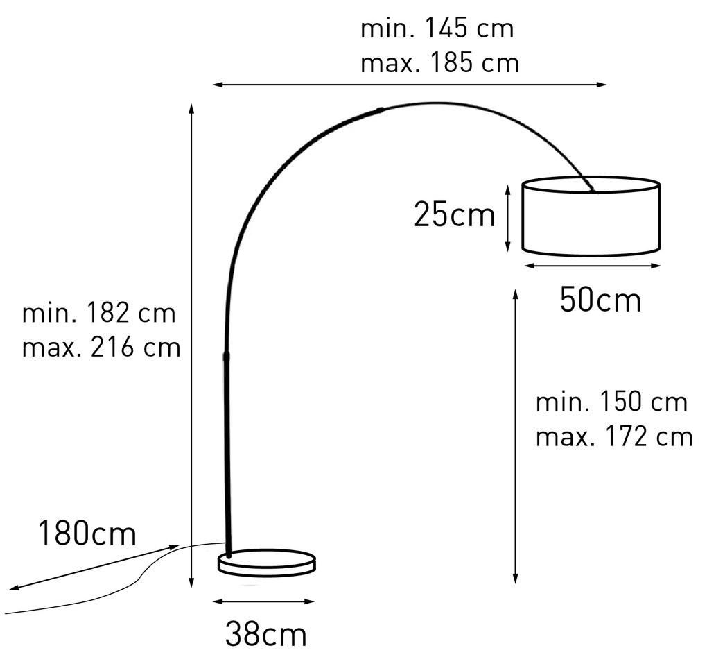 Luk Lampa łukowa stalowy abażur w kolorze mchu 50/50/25 - XL Nowoczesny Oswietlenie wewnetrzne