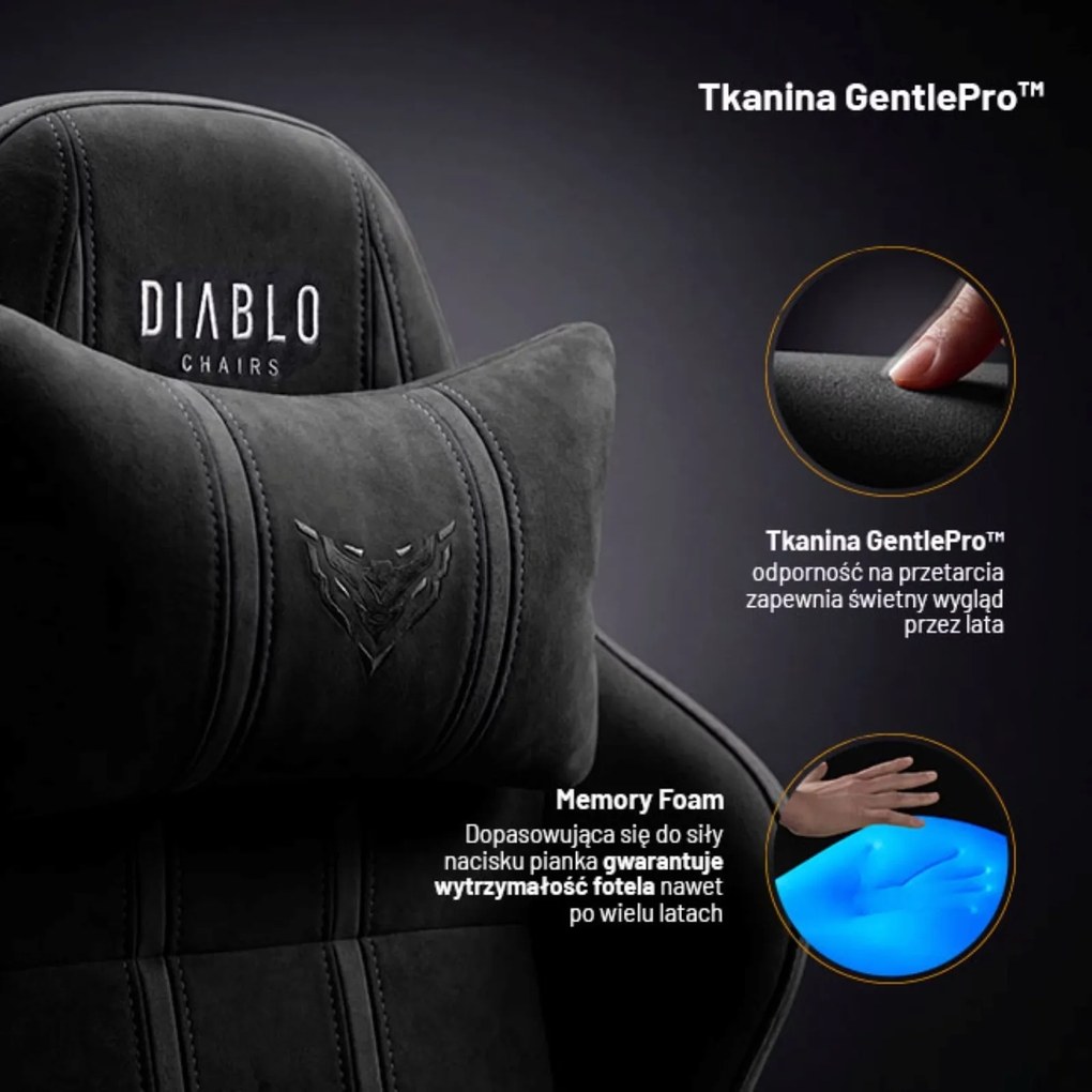 Fotel gamingowy materiałowy Diablo X-One 2.0 Normal Size, Burned Black