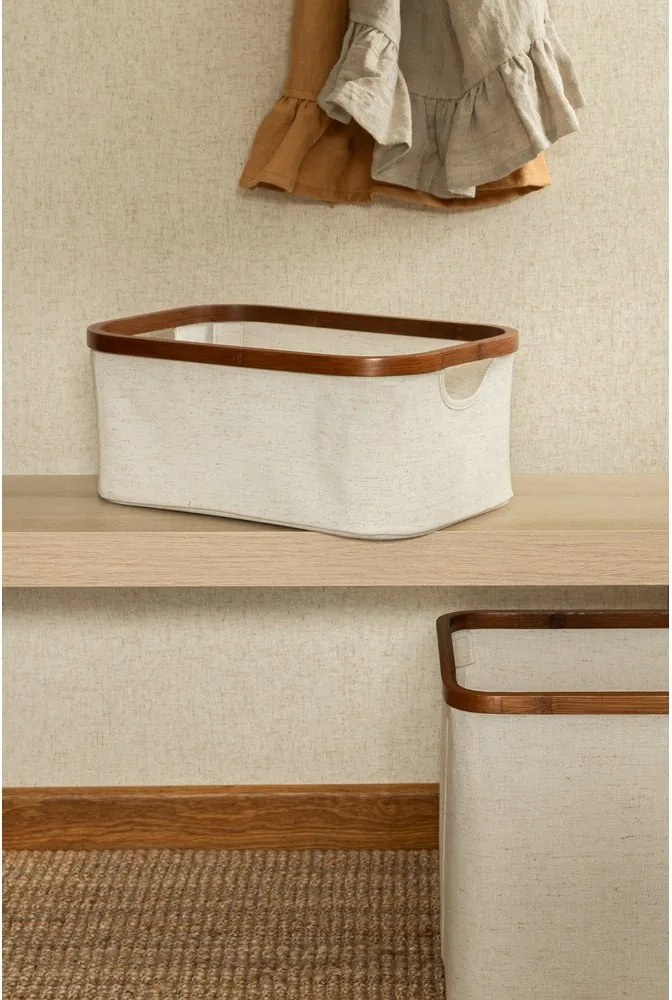 Kremowy tekstylny pojemnik 38x26x16 cm Bamboo/Linen – Bigso