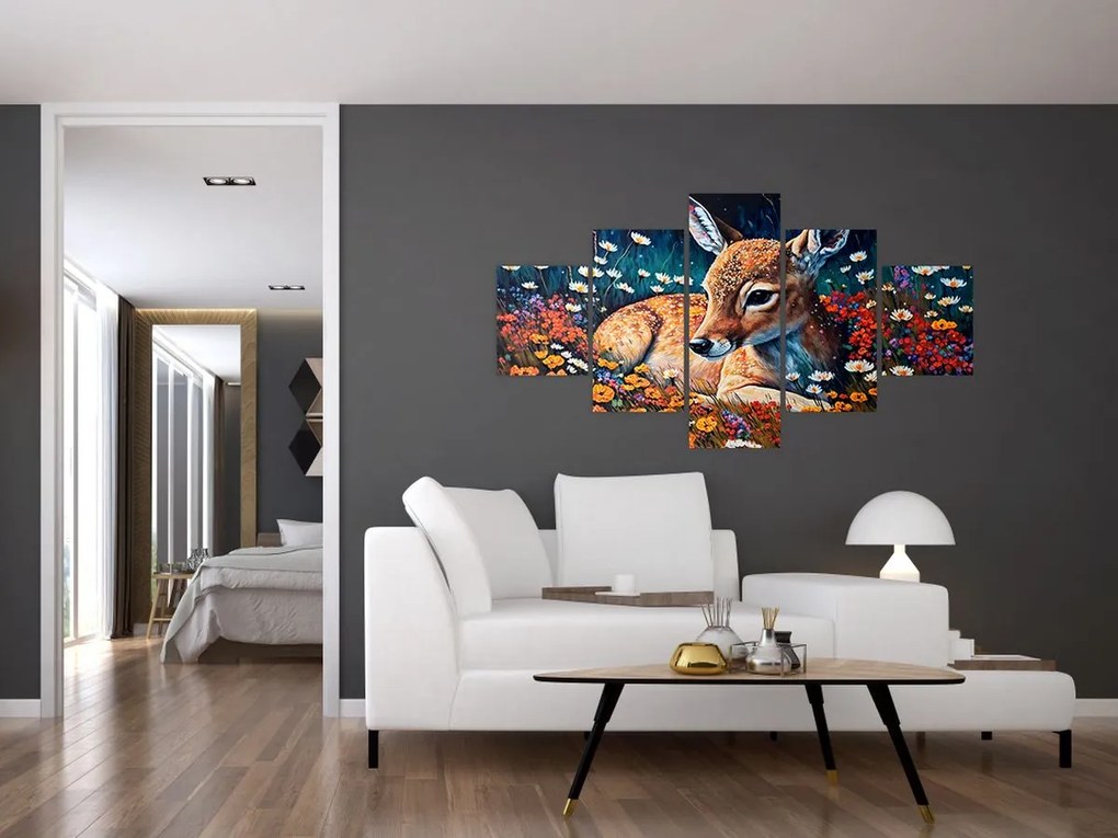 Obraz - Malowany jeleń (125x70 cm)