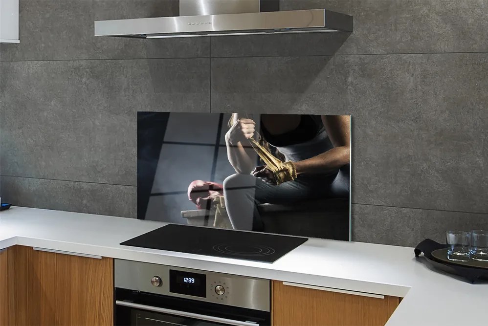 Szkło do Kuchni na Ścianę Determinacja w Rękawicach Bokserskich