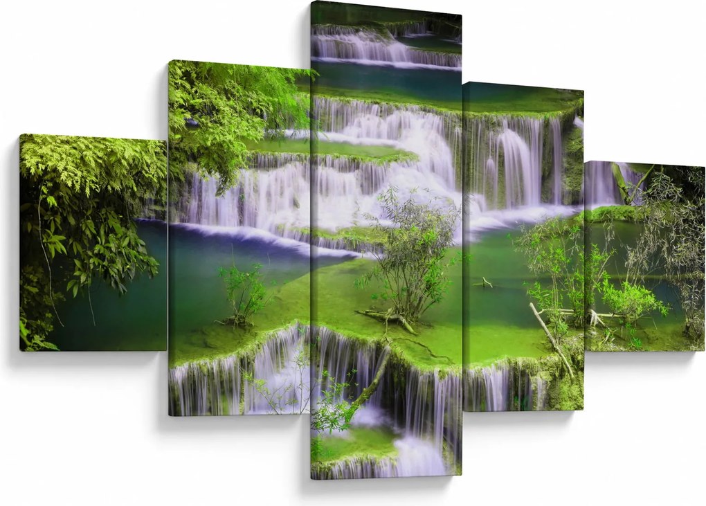 Obraz - Wodospady Huay Mae Khamin, Kanchanaburi, Tajlandia (125x70 cm)
