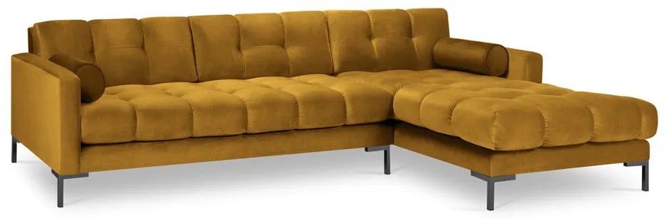 Żółty aksamitny narożnik Cosmopolitan Design Bali, prawostronny