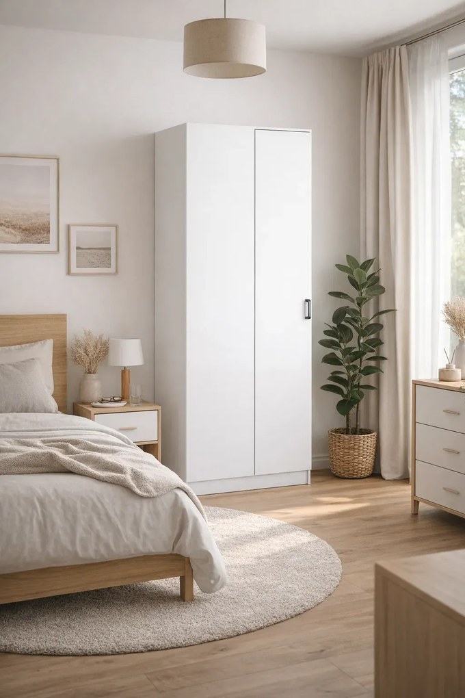 Biała skandynawska szafa narożna K2-C69