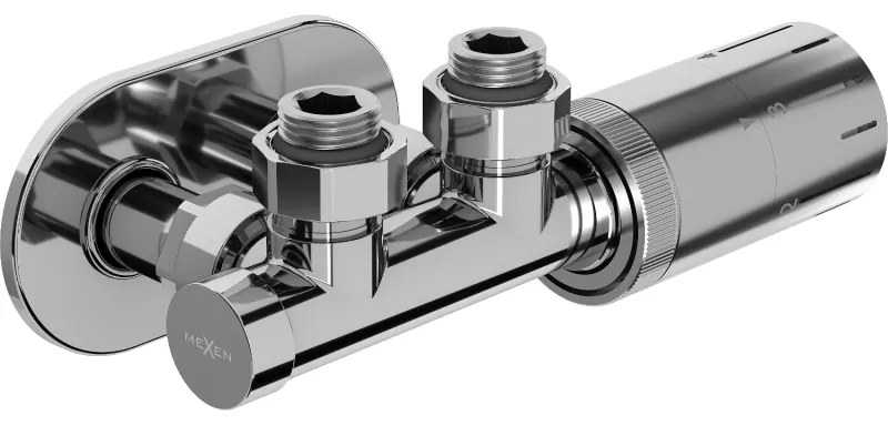 Mexen G05 zestaw termostatyczny kątowy z maskownicą R, Duplex, DN50, chrom - W907-958-905-01